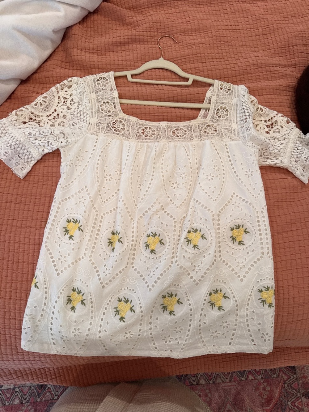 Anthropologie- eyelet and lace blouse